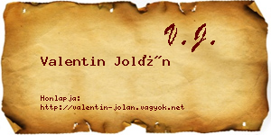 Valentin Jolán névjegykártya